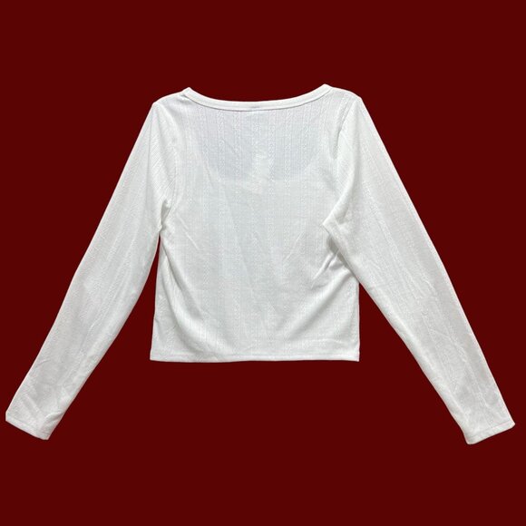Wild Fable - Women's Long Sleeve Pointelle T-Shirt - White - XXL - Picture 2 of 12